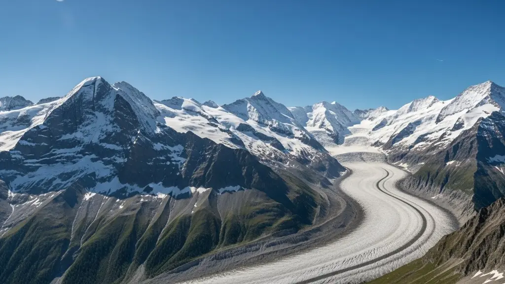 Aletsch Glacier: View of the gigantic glacier.