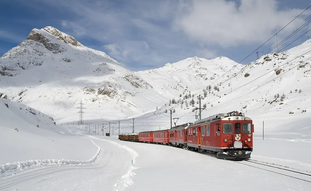 Bernina Express in Alps