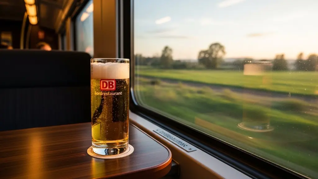 Bordrestaurant Picture of beer on the train (glass with DB logo)