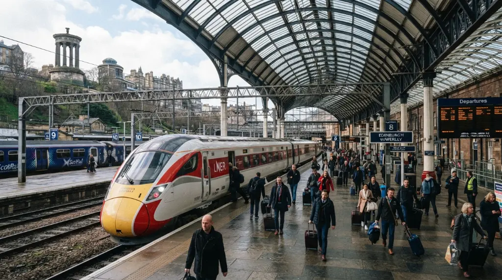 Edinburgh Waverley Station arrival from London
