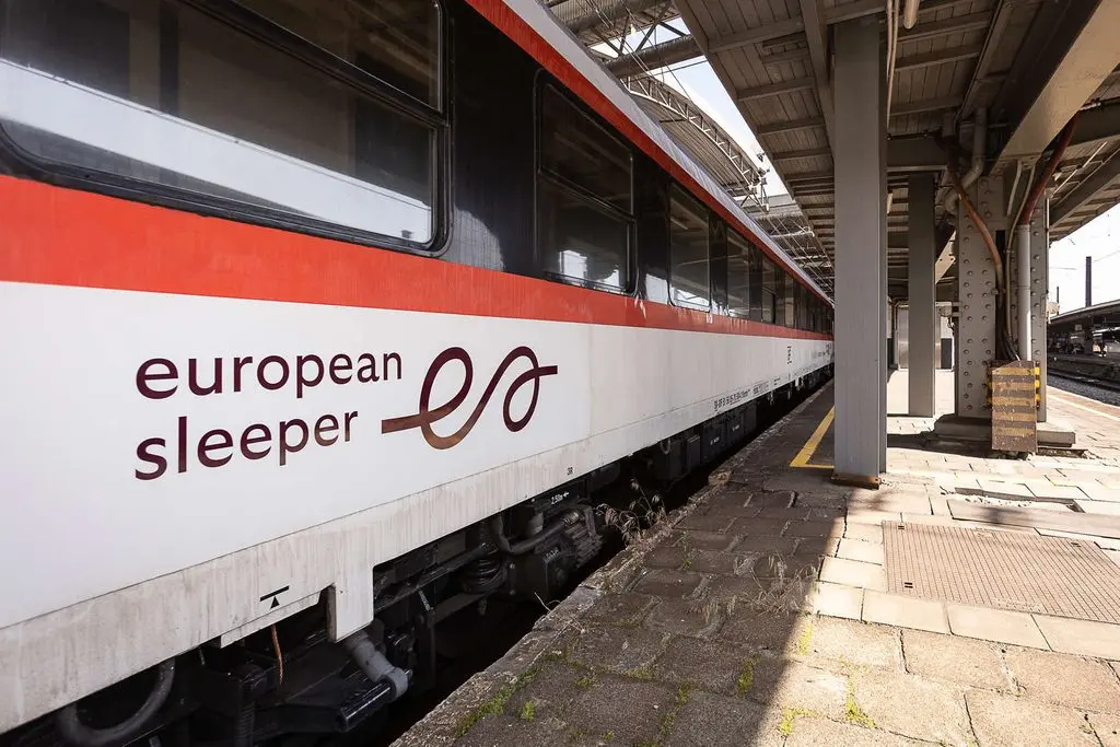 European Sleeper night train exterior at station