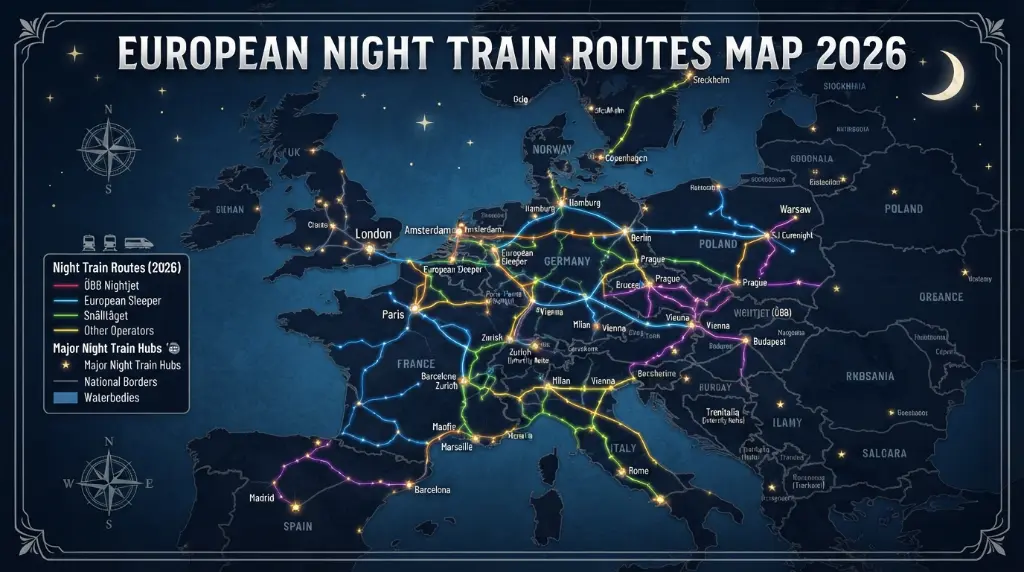 European night train routes map