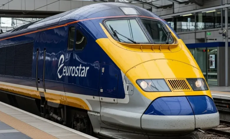 Eurostar Train Distinctive, sleek, blue and yellow (old)