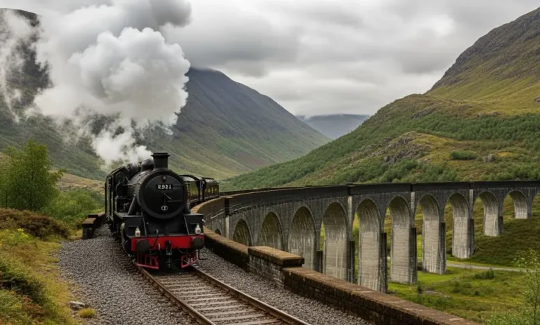 Glenfinnan Viaduct Steam Train on the Viaduct (Classic)