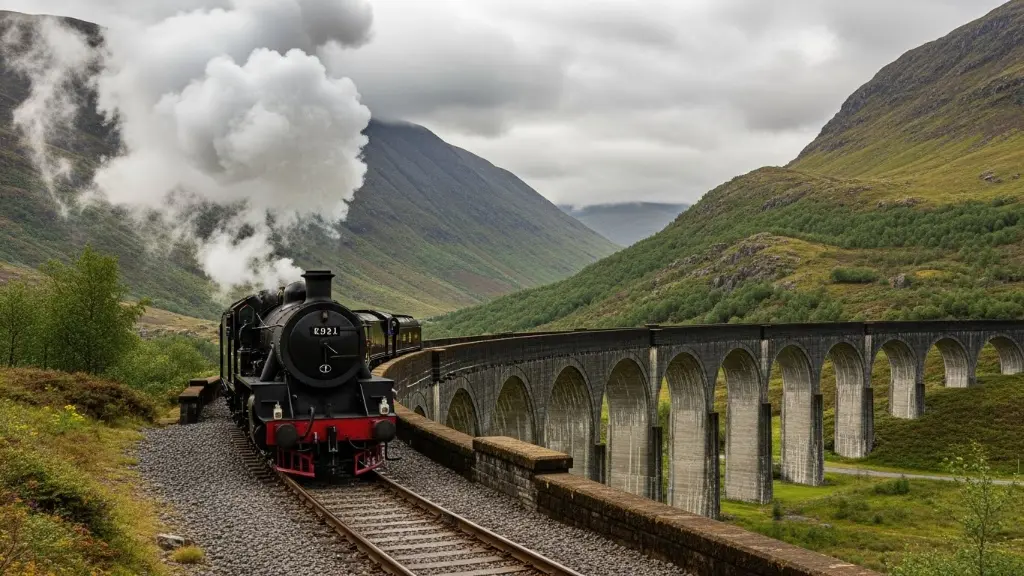 Glenfinnan Viaduct Steam Train on the Viaduct (Classic)
