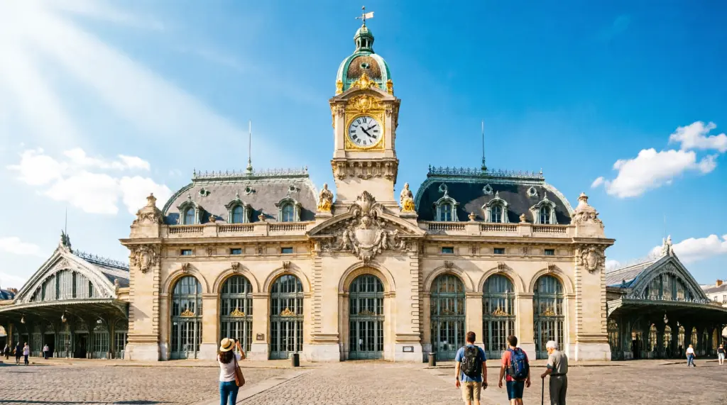 Historic facade of Paris Gare de Lyon train station