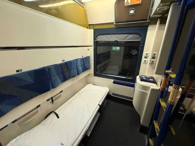 Interior of EuroNight sleeper compartment