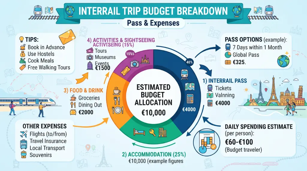Interrail trip budget breakdown including pass and expenses