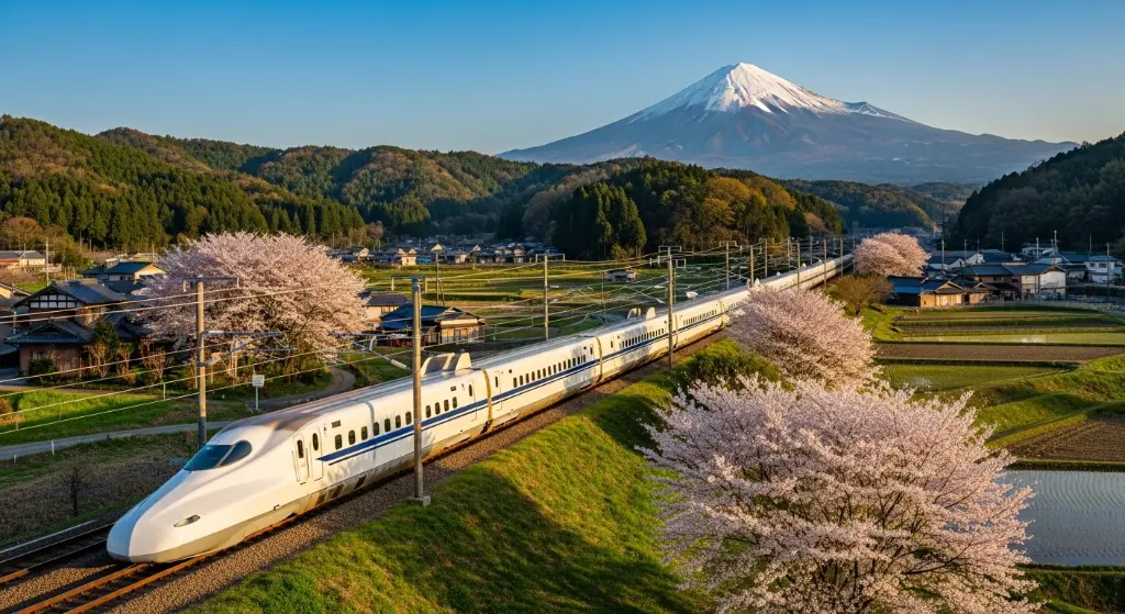 Modern European night train at a station during sunset