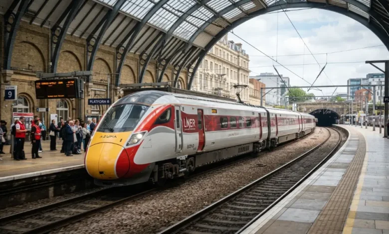 Modern LNER Azuma train on London to Edinburgh route