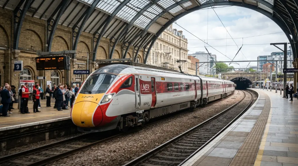 Modern LNER Azuma train on London to Edinburgh route