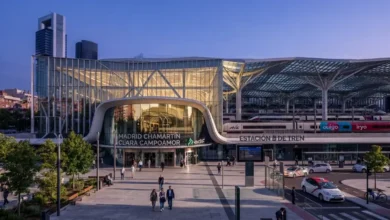 Modern exterior of Madrid Chamartin train station