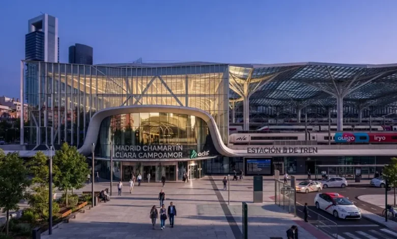Modern exterior of Madrid Chamartin train station