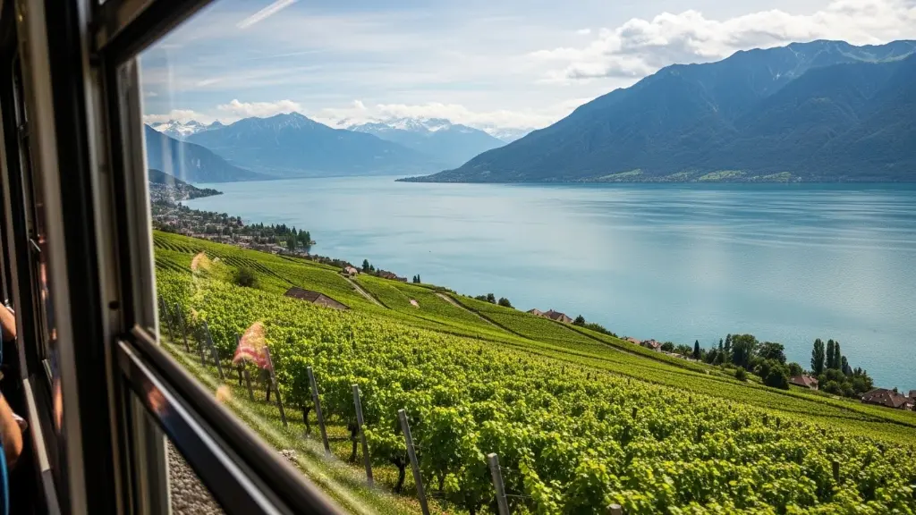 Montreux View View of the vineyards and lake from the train