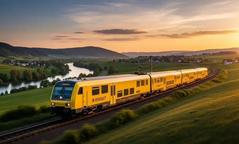 RegioJet Yellow Train The distinctive yellow train