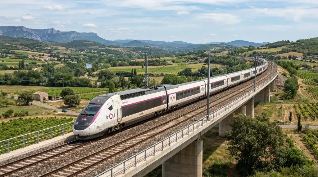 Renfe-SNCF inOui high-speed train traveling from Madrid to Paris