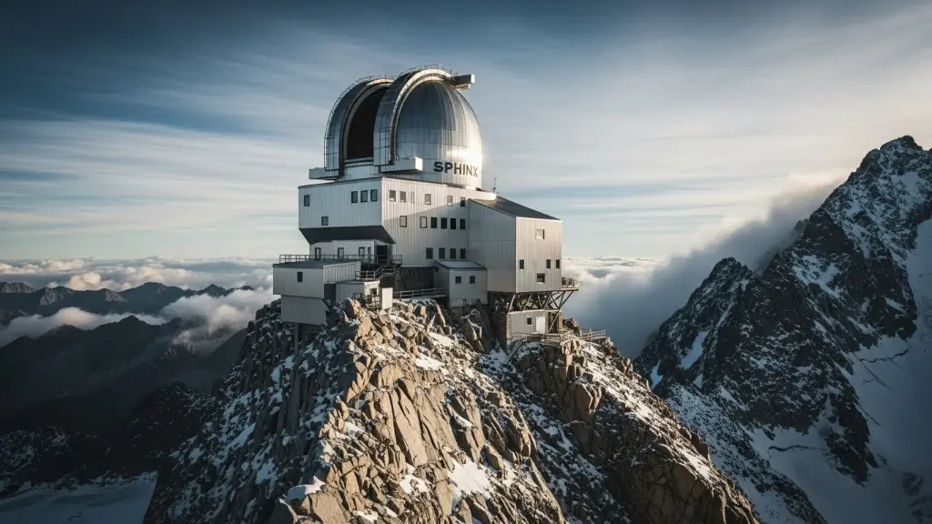 Sphinx Observatory The silver building on top of the rock