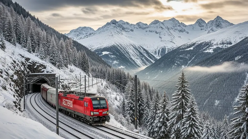 The Arlberg Railway (Arlbergbahn) runs from Innsbruck