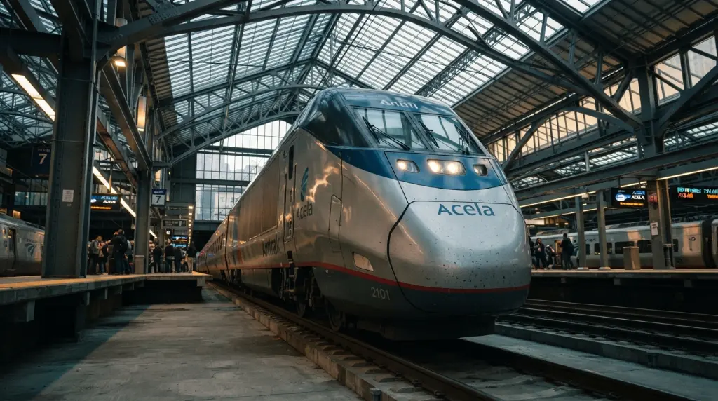 The new Acela Avelia Liberty trainset at a Northeast Corridor station