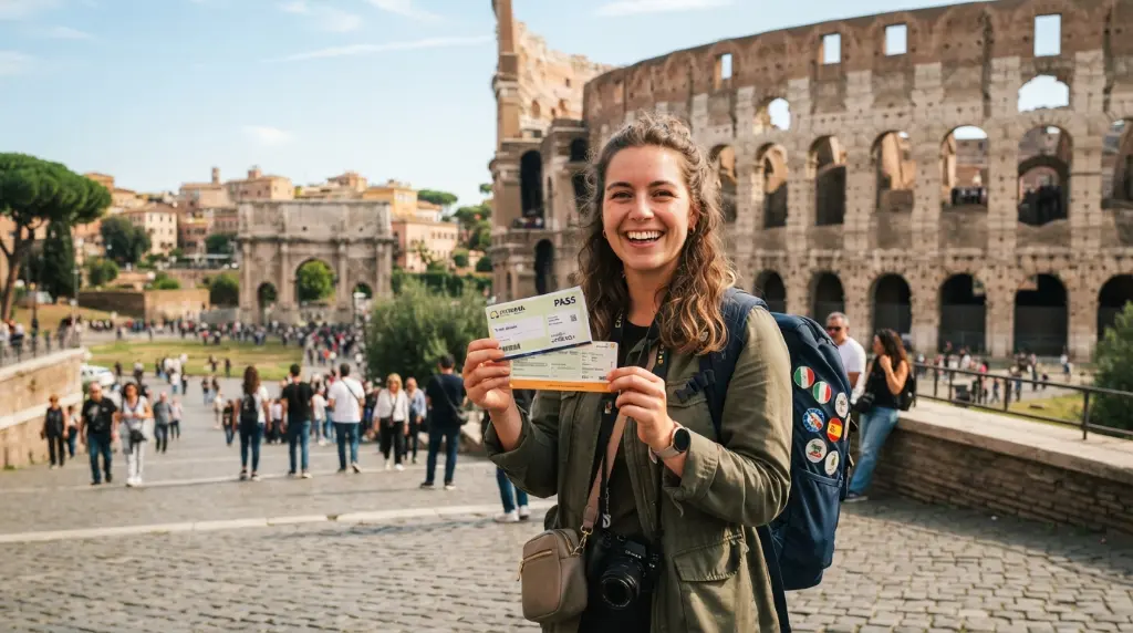 Traveler with Interrail pass exploring European city